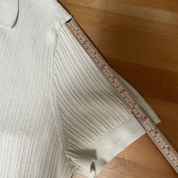 J.Crew Mens Cream Ribbed Cotton Short Sleeve Sweater Boho Polo BY969 Fits SMALL - Picture 8 of 9